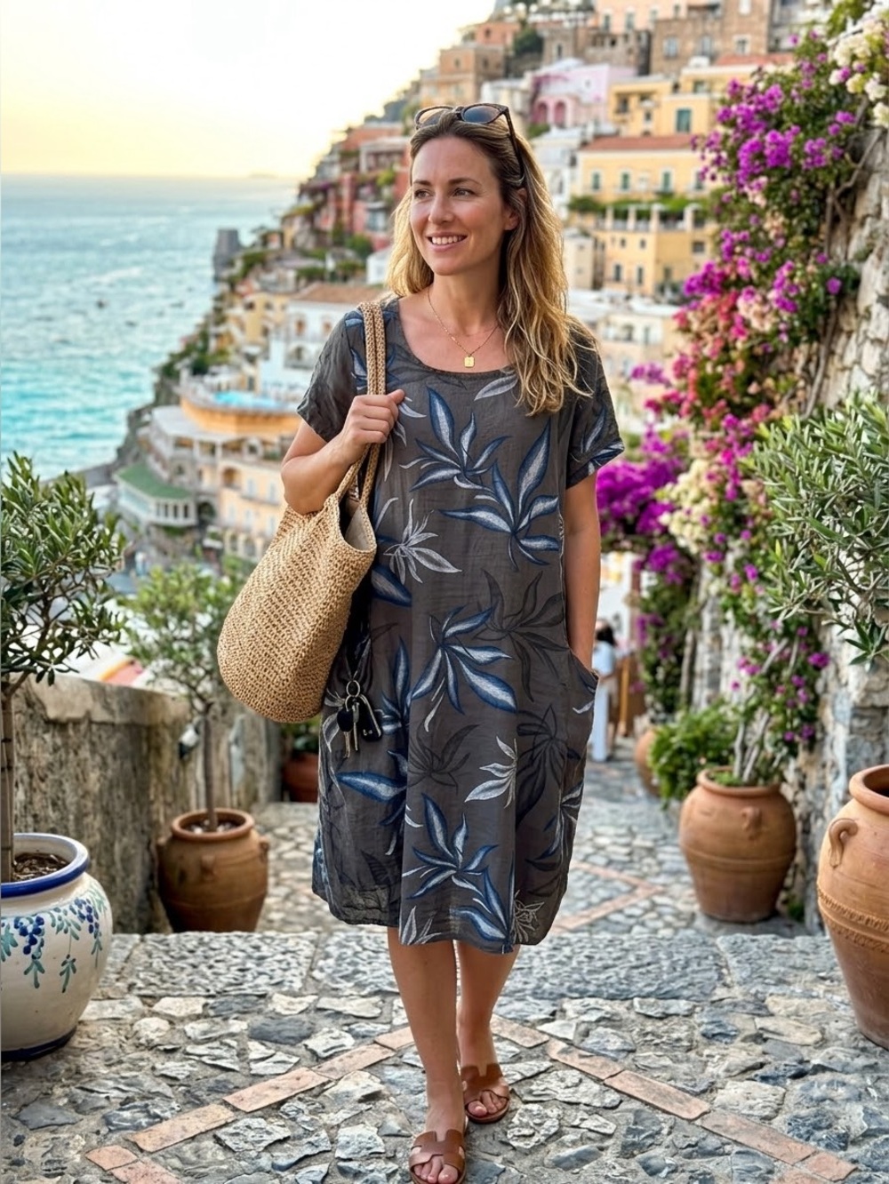ITALIAN linen blend dress (made in Italy) size one size